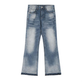 Washed White Micro-lar Wide Leg Jeans
